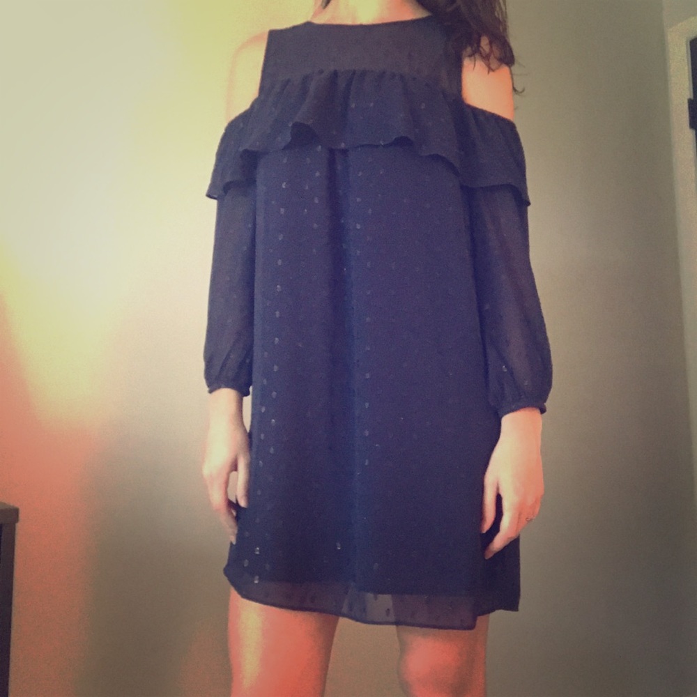 Navy Blue Shoulder-less Dress